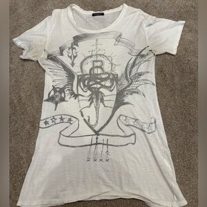 Balmain Ivory Graphic Short Sleeve Tee